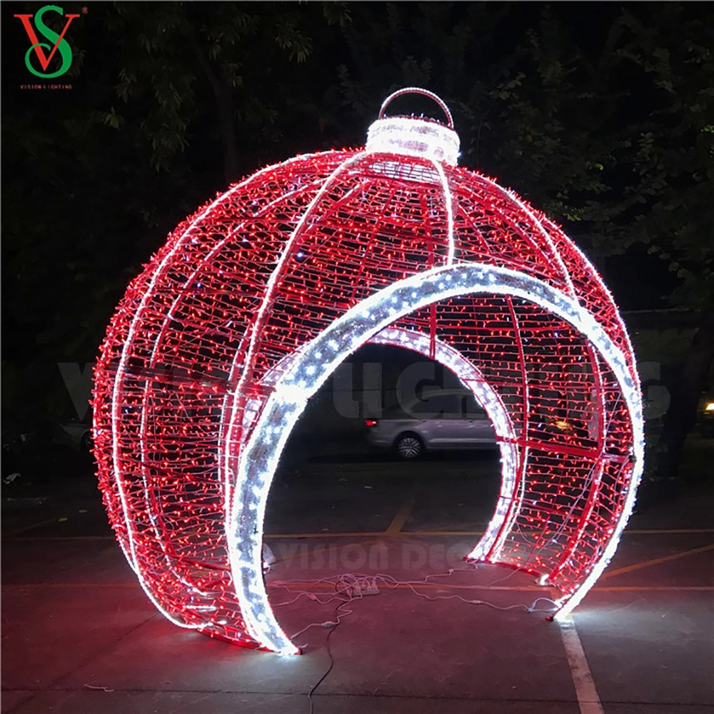 Christmas Outdoor IP65 Street 3D Giant Ball Motif Sculpture Giant Ball Arch Decoration Light