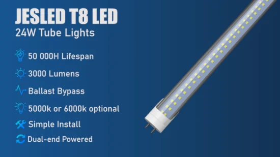 Jesled T8 Tube Lighting 24W 1200mm 3000lm Fluorescent LED Lamp